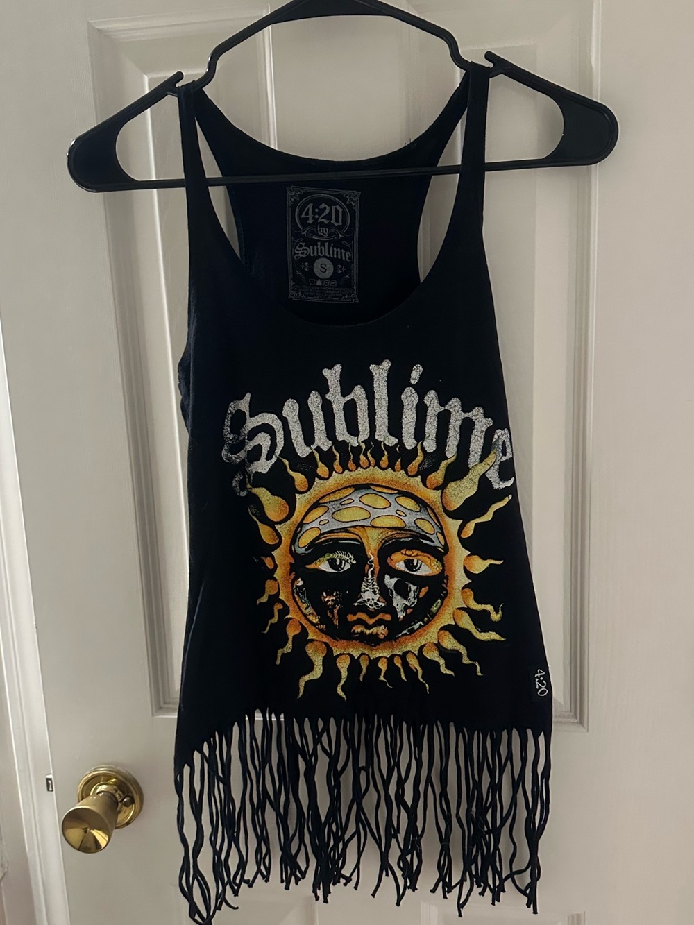 Sublime Black Sun Graphic Fringe Tank Top